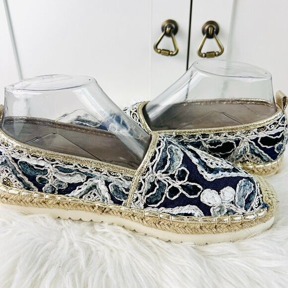 Patrizia by Spring Step Agleam Skym Blue Jeweled Embroidered Jute Shoes EU38 US8 - Picture 5 of 9